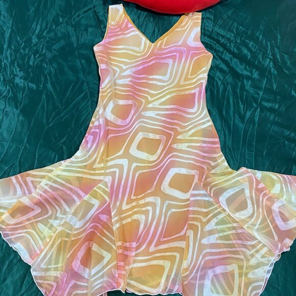 Pink and Gold Flare Dress - Picture 1 of 3